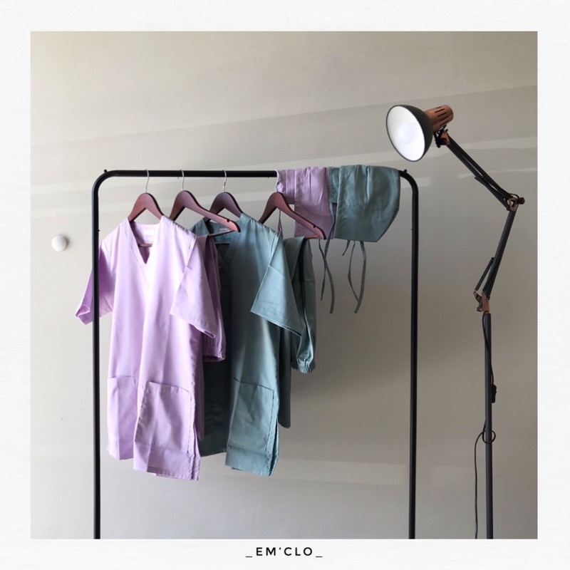 PASTEL SERIES - LENGAN PENDEK - LILAC - MINT SET BAJU JAGA BAJU OK BAJU DOKTER