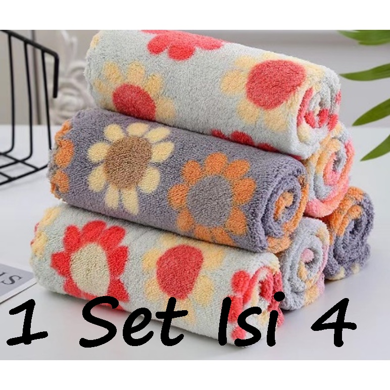 Towel Lap Serbet Gantung Lap Tangan Gantung Motif Bunga Isi 4pcs