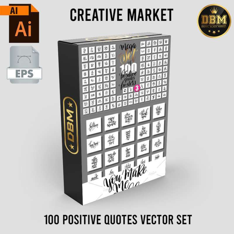 100 Positive Quotes Vector Set - Vector Designs - Business Branding