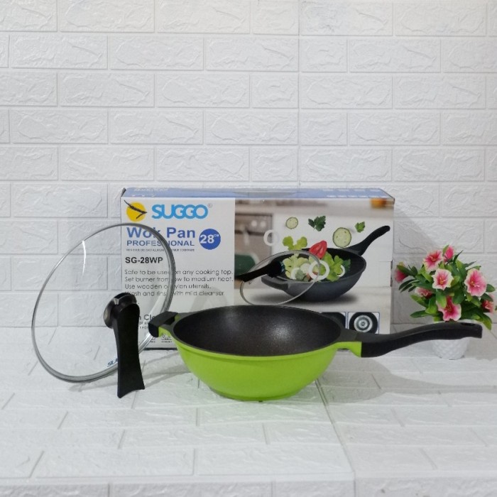 Wok Pan Suggo 28 cm+ Glass Lid Marble Coating