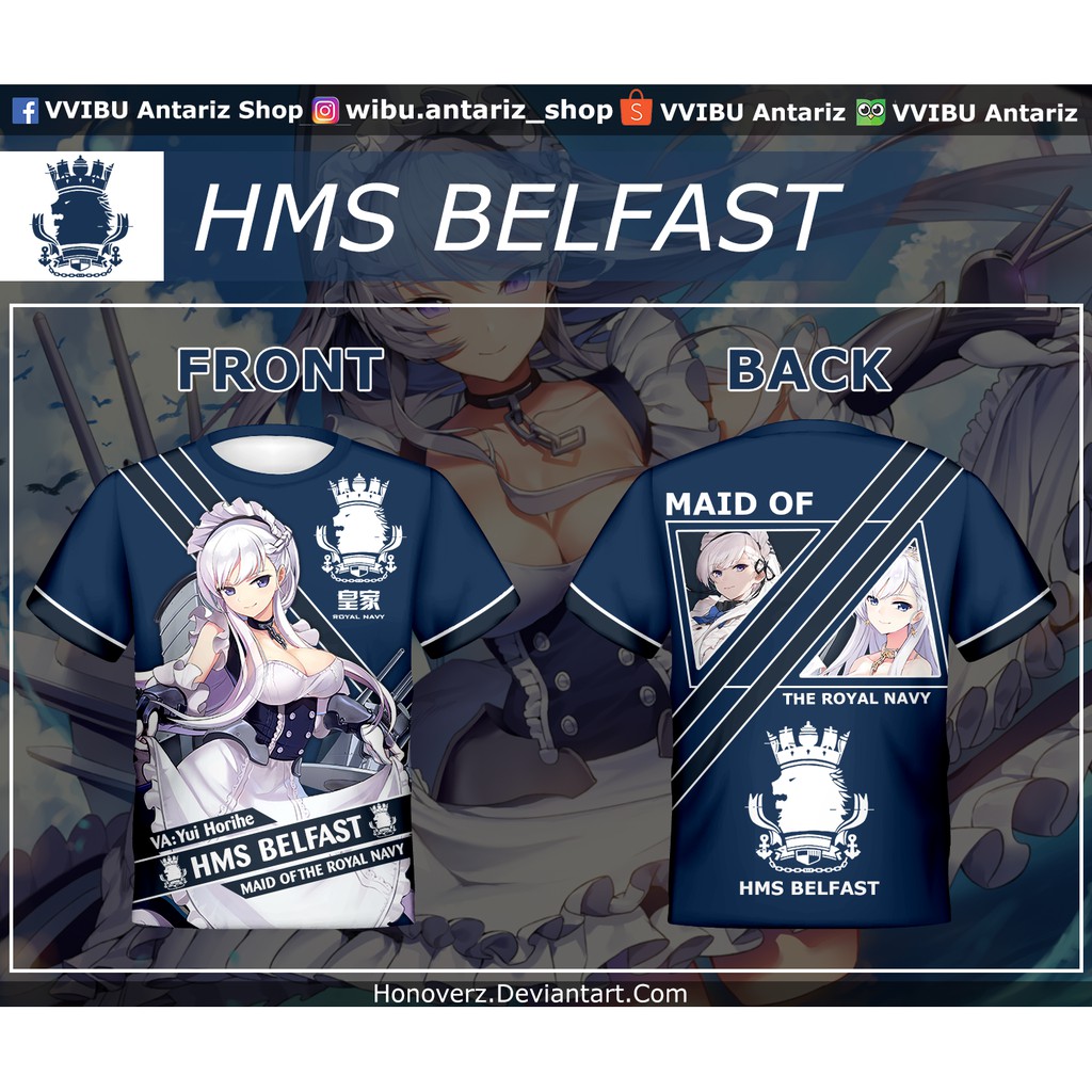 Kaos Fullprint Anime Azur Lane HMS Belfast