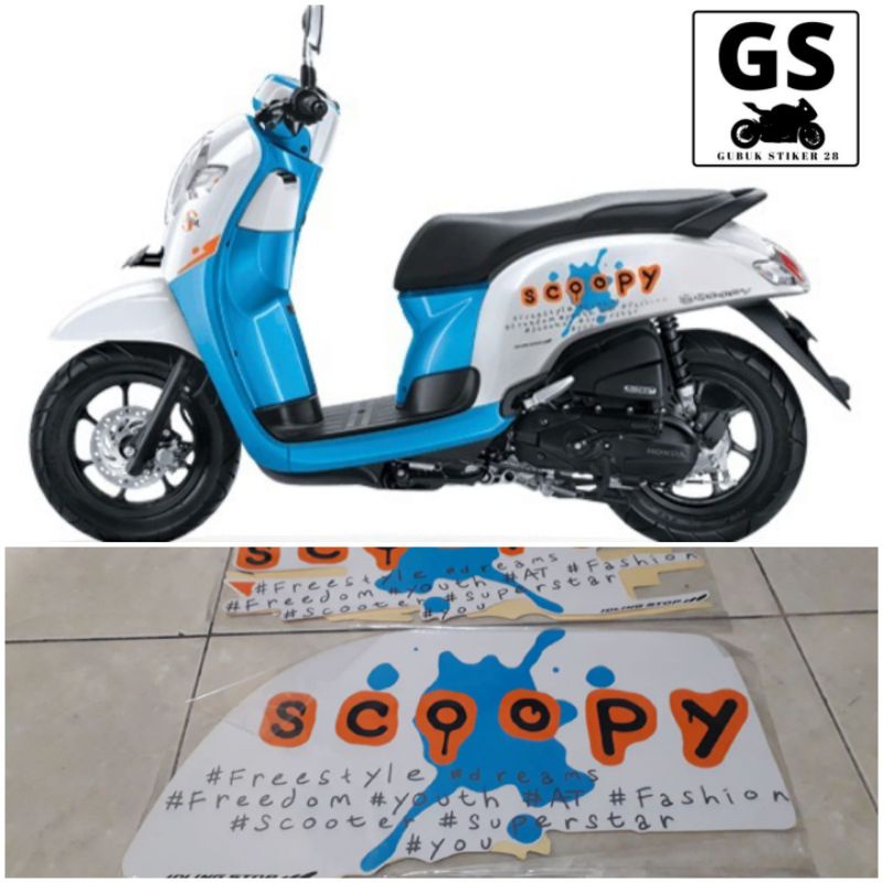 STRIPING STIKER LIS BODY MOTOR HONDA SCOOPY TAHUN 2016-2017 PUTIH BIRU