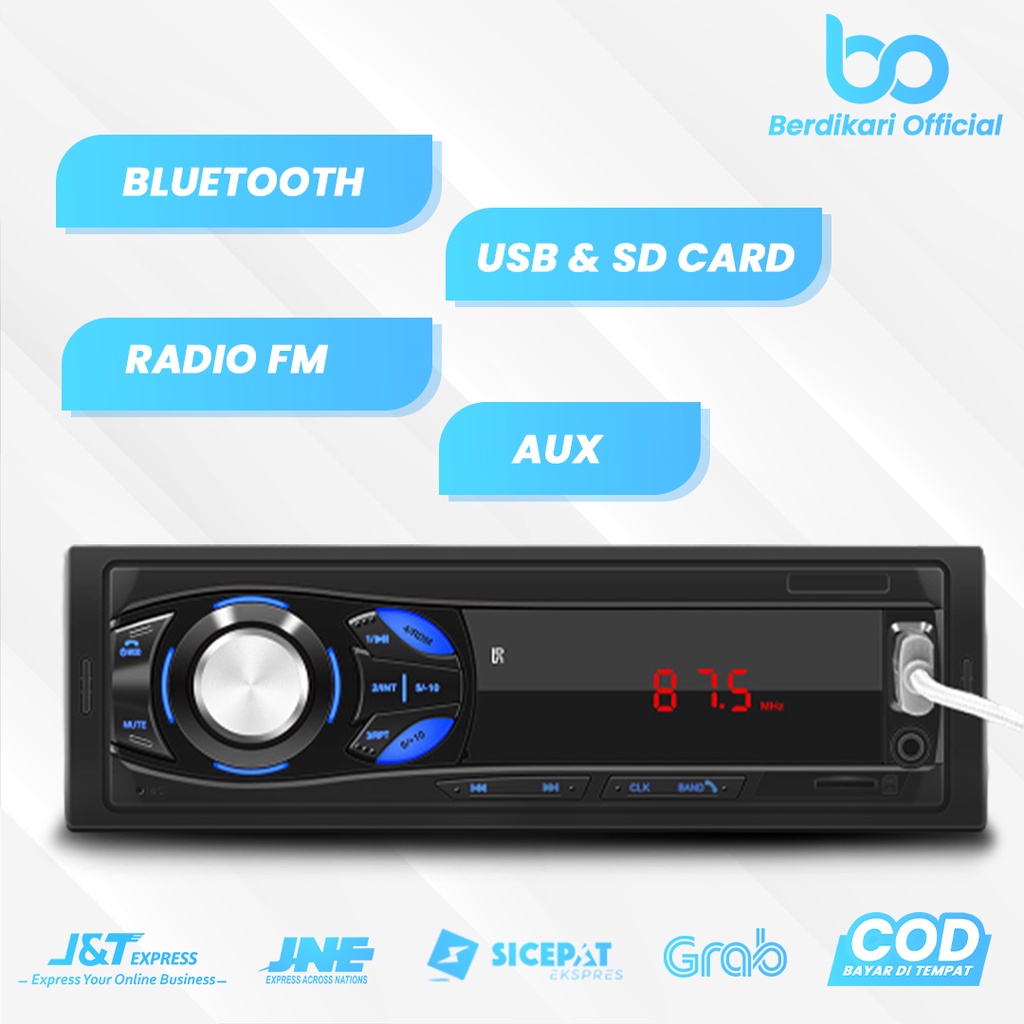 Single Din Head Unit Tape Mobil Multifungsi Bluetooth USB MP3 FM Radio