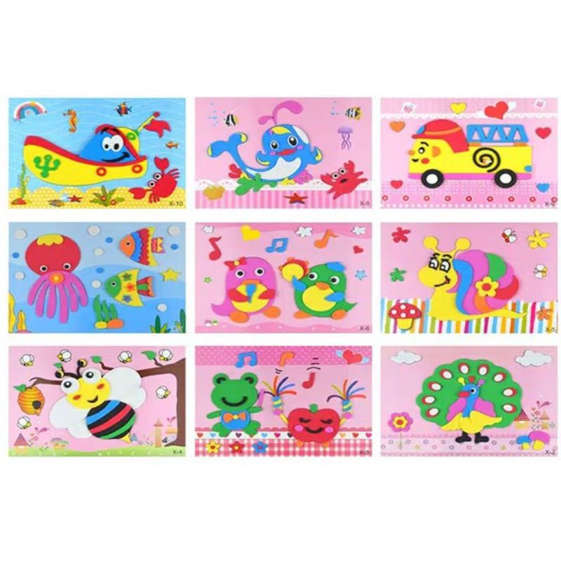 GROSIRJUJUR MAINAN EDUKASI ANAK STIKER DIY 3D EVA KECIL STICKER TEMPEL 3D