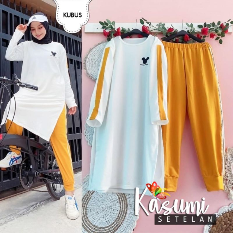 SET CELANA KASUMI, BABYTERRY, GAMIS HIJAB MUSLIM, SETELAN OLAHRAGA, 2 UKURAN