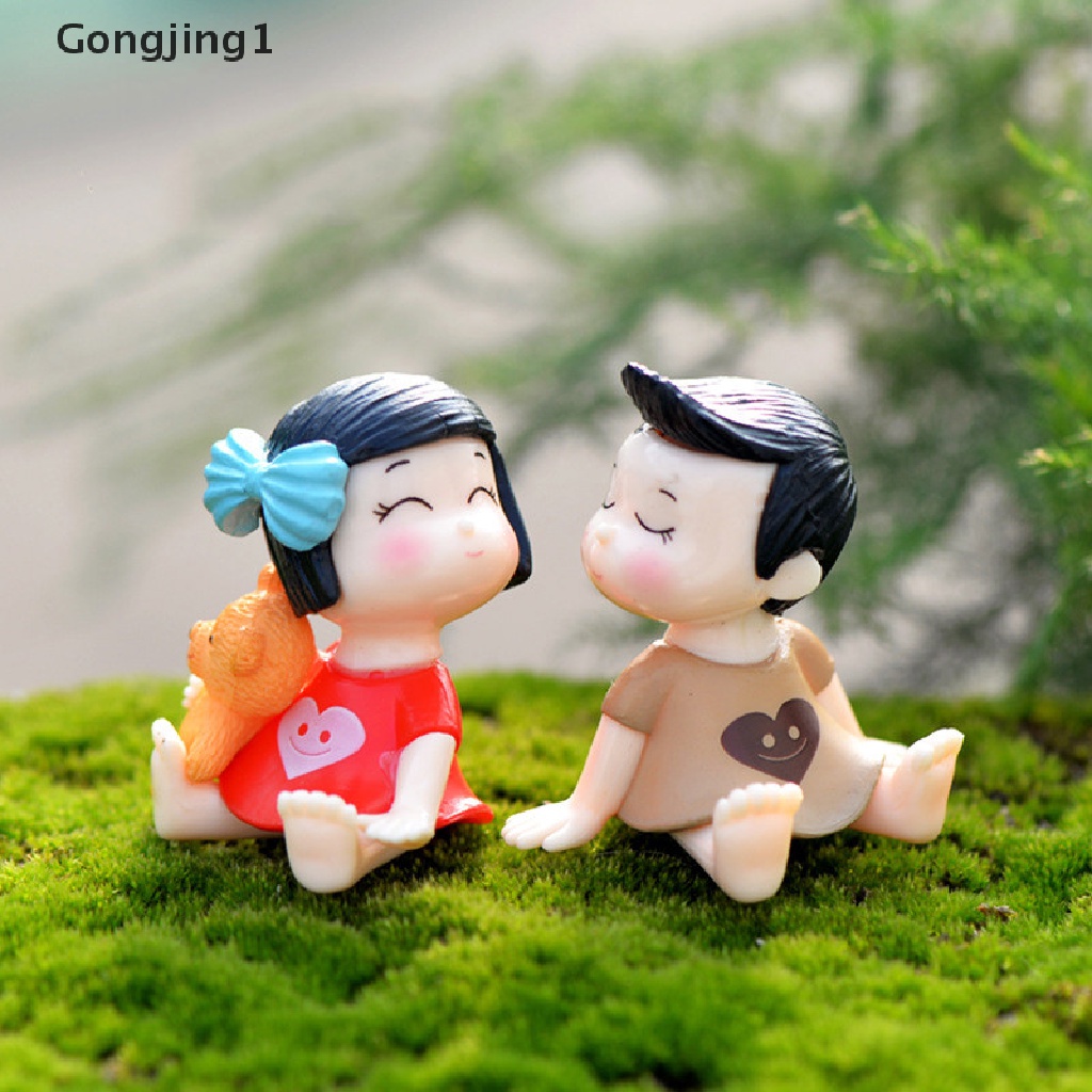 Gongjing1 Miniatur Pasangan Kekasih Bahan Resin Untuk Dekorasi Taman Minifairy Gardenterrarium