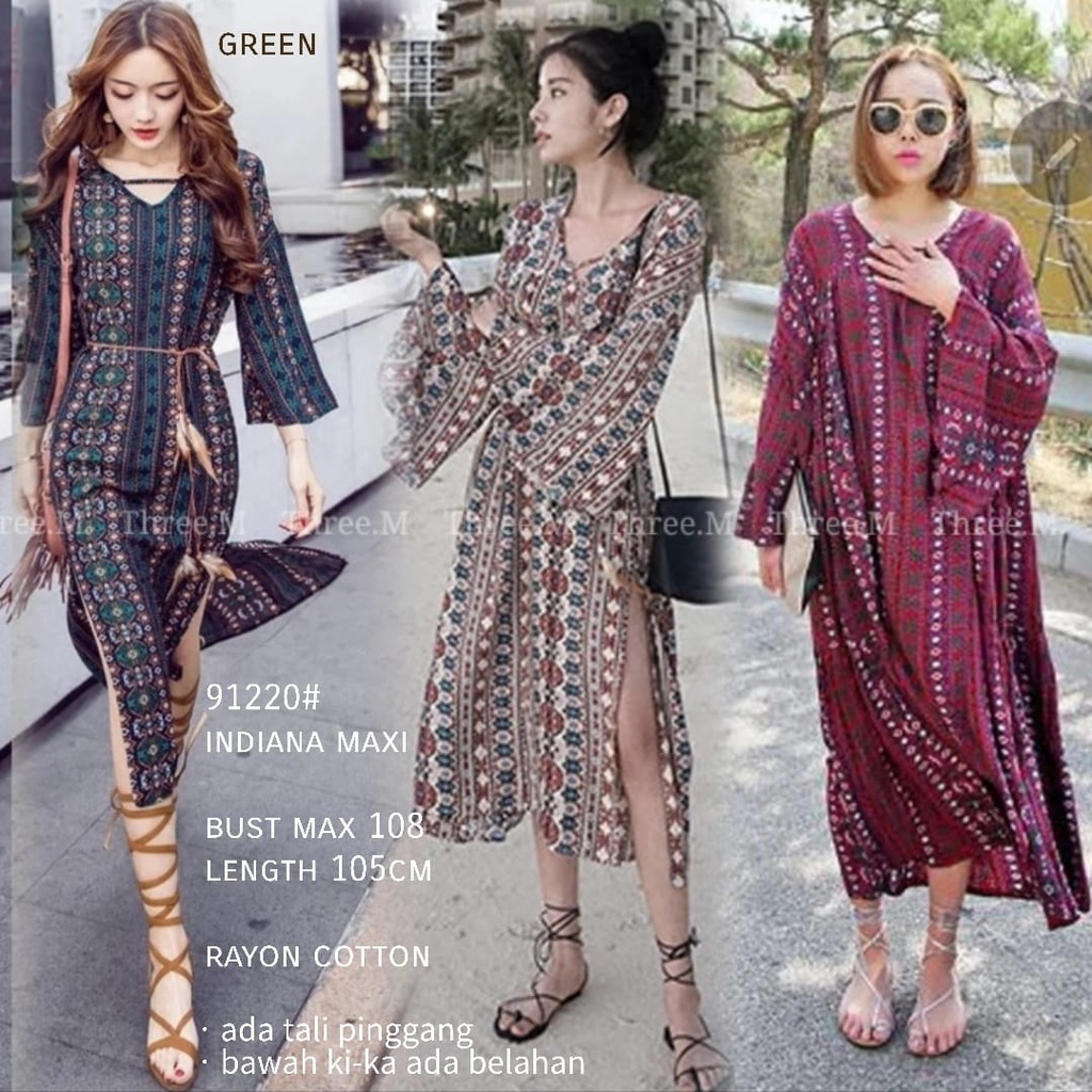 Dress 91220 INDIANA LOOSE MAXI Pakaian FASHION GROSIR PREMIUM Wanita IMPOR Jaminan Kualitas IMPORT