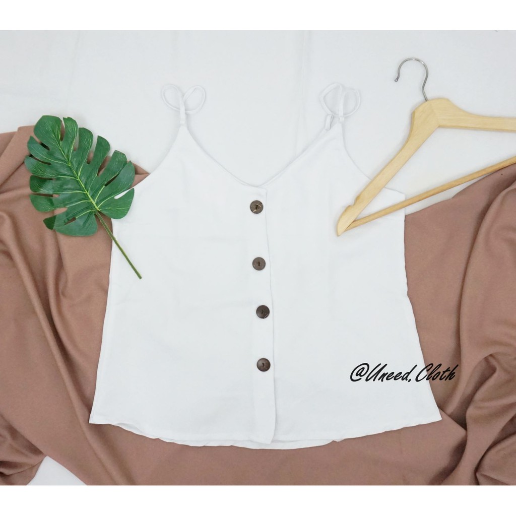 Uneed Cloth / TANKTOP WANITA POLOS / TENGTOP / TANKTOP JUMBO / TANGTOP / TANK TOP KANCING / LYLA XXL-White