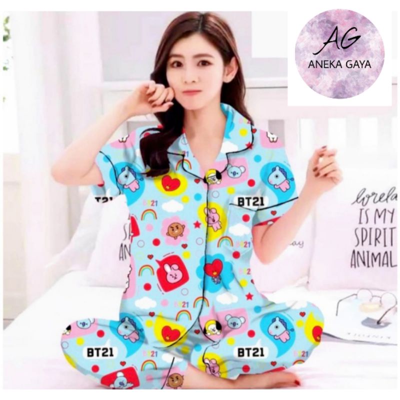 BAJU TIDUR MOTIF BTS LUCU TERBARU