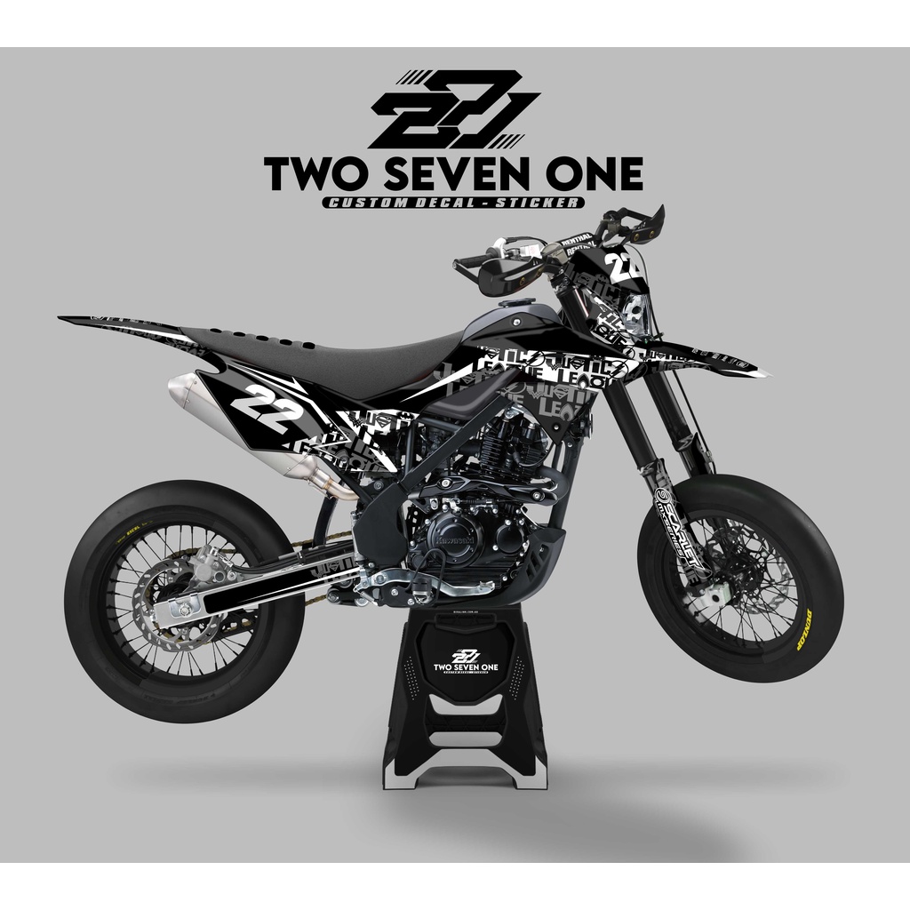 DECAL STICKER MOTOR DTRACKER VARIASI NEW HITAM PUTIH SIMPEL FULL BODY BEBAS DESAIN FULL CUSTOM