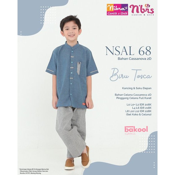 Baju Koko Anak Nibras NSAL 68 Biru Tosca Model Baru