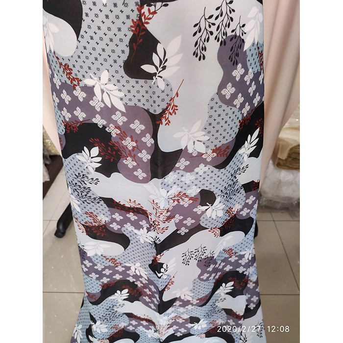 Kain Voal Monalisa Abstrak Floral SILVER COOL