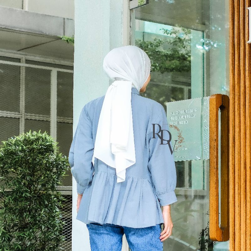 KEMEJA LINEN POCKET KYOMI BLOUSE RUFFLE