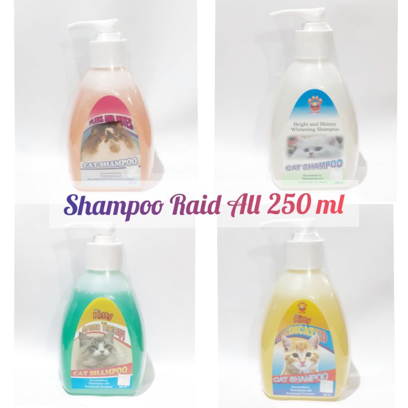 Shampoo Raid All Cat Fresh Pack Model Pump 250 ml Aromatherapy Flea Mites Bright Shine Medicated Shampo Kucing Black Mamba