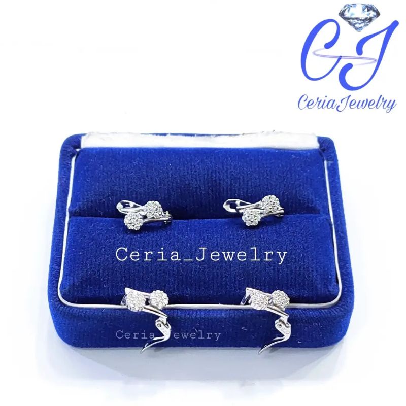 Anting Perak Asli Silver 925 Lapis Emas Jepit Model Emas  - Perhiasan Perak Wanita