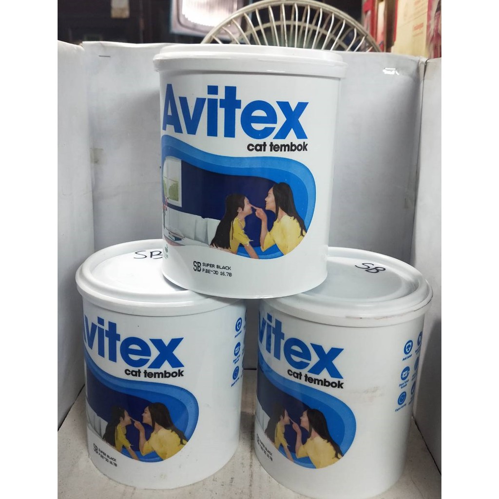 CAT TEMBOK AVITEX 1 KG  Super Black HITAM CAT DINDING PLAFON INTERIOR