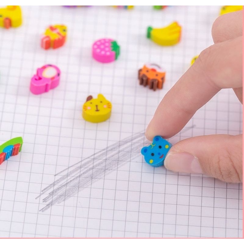 

Mini eraser karet penghapus mini kecil karakter hewan binatang lucu isi 8 atk alat tulis sekolah anak