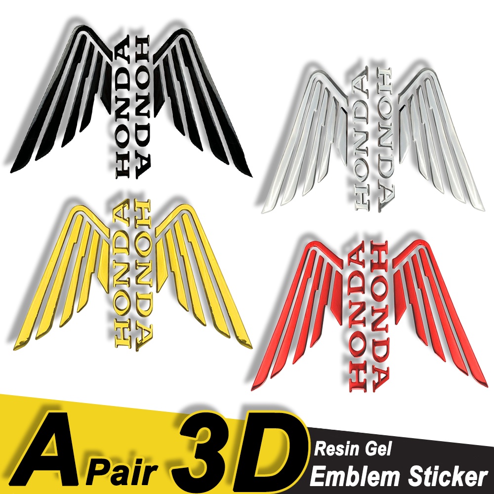 1 Pair HONDA Wings Emblem Logo Motor Stiker 3D Resin Gel Decal Aksesoris for Motor Honda Vario