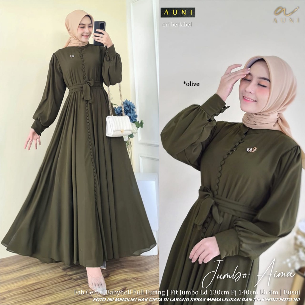 GAMIS JUMBO AIMA LD 130 PB 140 ORI AUNI GAMIS CERUTI BABYDOLL FULL FURING BUSUI COD FREE ONGKIR