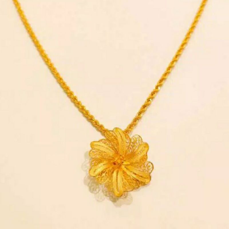 Kalung Korea Liontin Bunga Kendari Wanita Hadiah Istri Gold Emas Asli