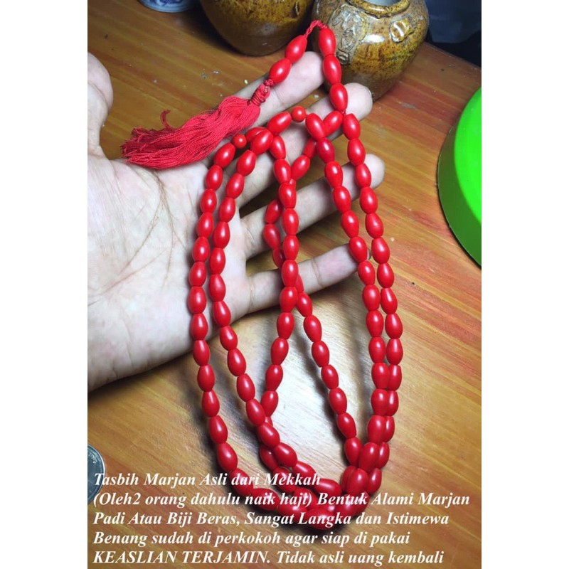 Tasbih Batu Marjan Mekkah Barang Kuno Asli Marjan Padi embun Super langka