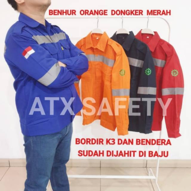 Wearpack Safety Baju Safety Baju Kerja ATX Bordir K3 dan Bendera Indonesia