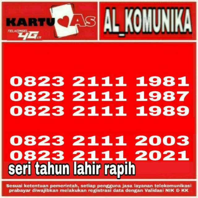 Nomor cantik kartu as telkomsel tahun lahir murah