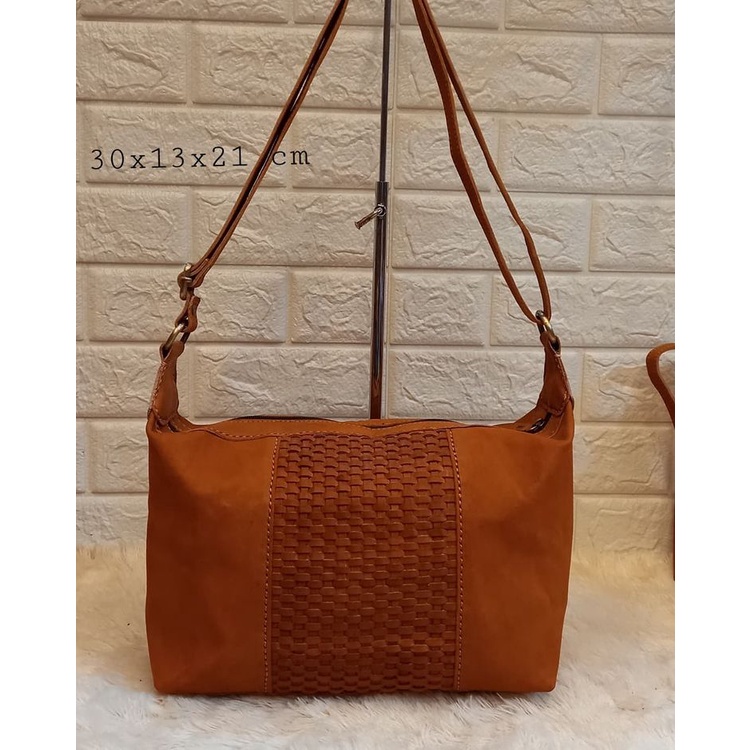 Tas Selempang Anyam Kulit Sapi Asli - Tas Wanita Leather Havana Tas Kulit Premium Anyaman Jogja