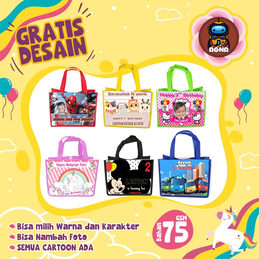 Tas Pesta Ulang Tahun Anak / Goodie bag PEREKAT / Tas Ulang Tahun Foto-8