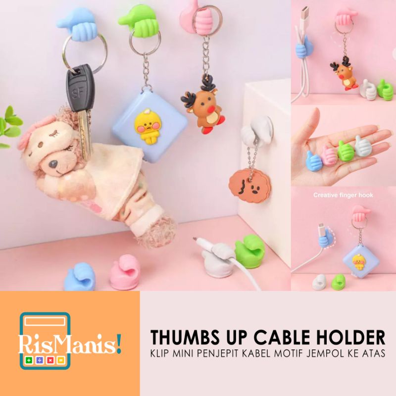 THUMBS UP CABLE HOLDER - Klip Jempol Penjepit Perapi Kabel Charger HP Gantungan Mini Clip Organizer