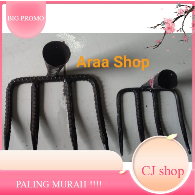 Garpu Garok Garukan Sampah Besi Ulir Gagang Kolong Cap Jago Garpu Sampah Garukan Got Besar & Kecil