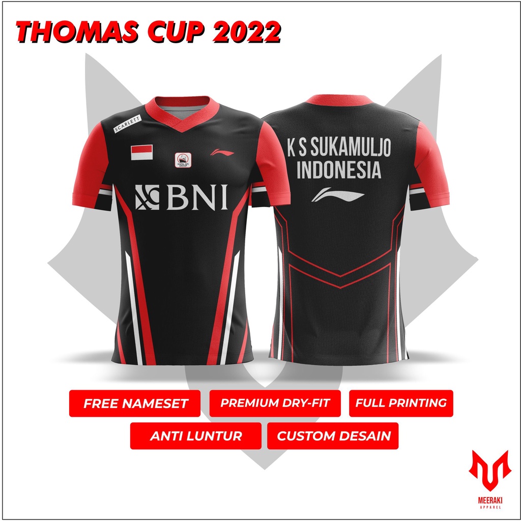 Jersey Badminton Thomas Uber Cup 2022 Free Custom Nameset
