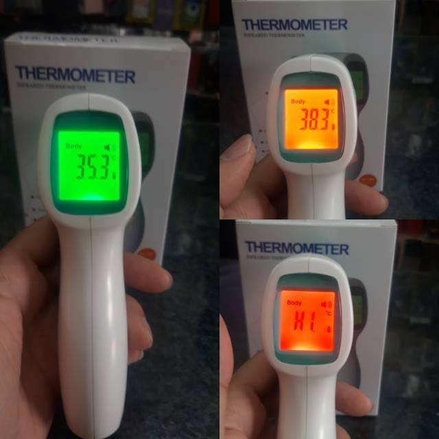 Thermometer infrared non kontak thermogun huan yu F102 Gp300 3 display warna bergaransi