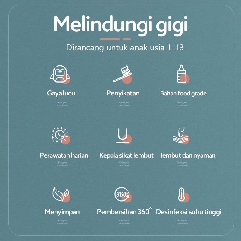 HIPPO LAND Sikat Gigi Anak Bentuk U Bahan Silikon /Tooth Brush Baby Silicon type U Sikat Gigi Anak Sikat/Training Toothbrush 266