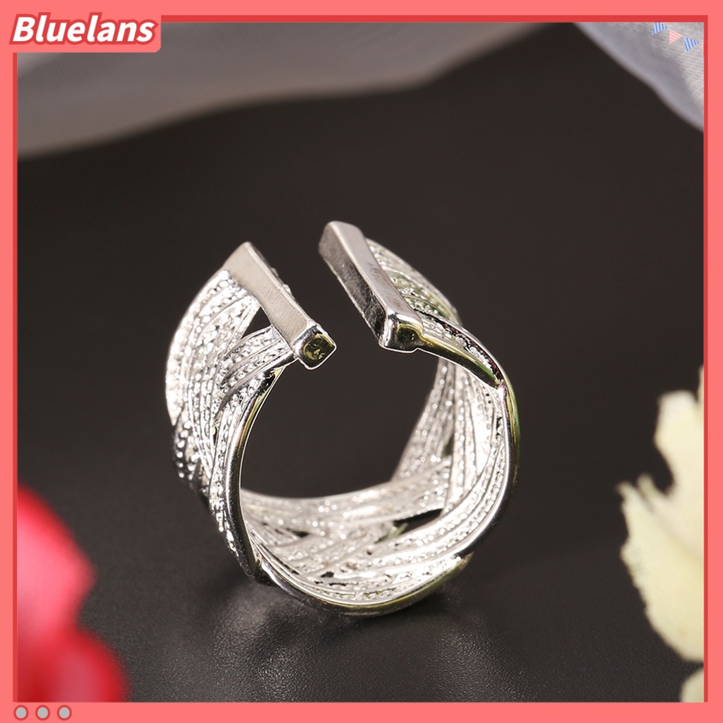 Bluelans Women Fashion 925 Silver Plated Ethnic Style Opening Claw Mesh Finger Ring Party