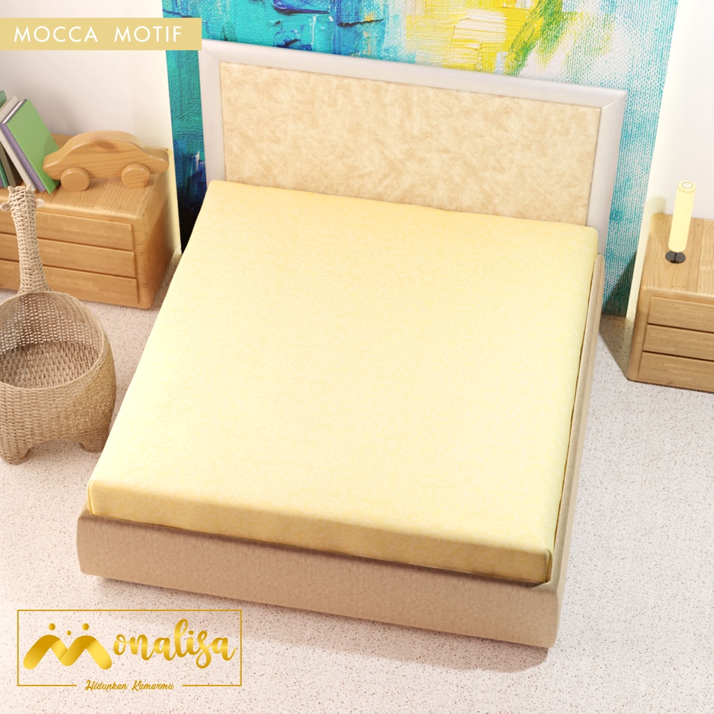 GROSIR SPREI WATERPROOF MONALISA UKURAN 180X200 DAN 160X200 TINGGI 20-mocca mtf
