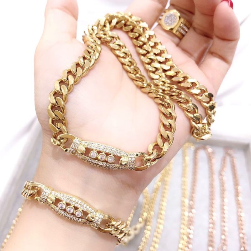 Kalung Gelang Premium Lapis Silver925 Perak Platgold mirip emas asli Premium Quality Anti karat anti alergi K820