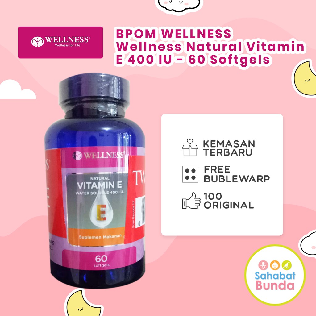 Wellness Vitamin E 400iu Water Soluble Vit E 400 Iu 60 150 Pcs Shopee Indonesia