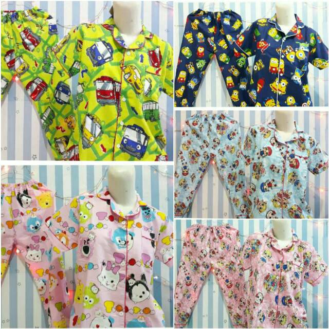 Piyama Anak Cowo Cewe Tanggung 9-12 Tahun Bahan Katun