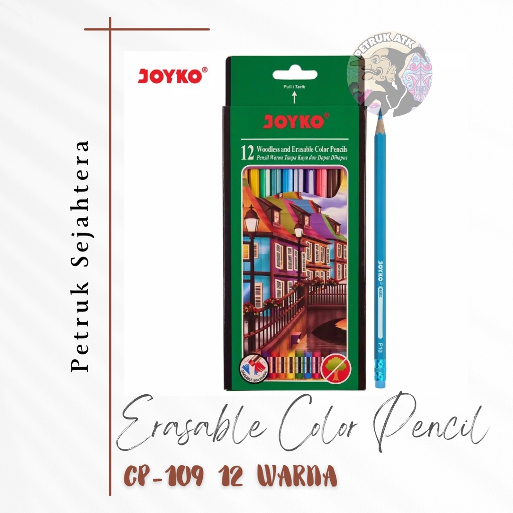 

[SET] PENSIL WARNA / COLOR PENCIL / ERASABLE COLOR PENCIL / PENSIL WARNA BISA DIHAPUS JOYKO CP 109 12 WARNA*