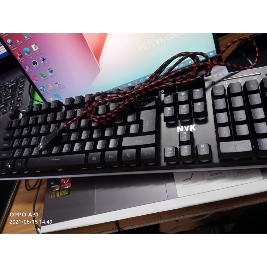 NYK KR 301 UNDERGLOW Full Size Metal Plate Gaming Keyboard with RGB 100% original nyk