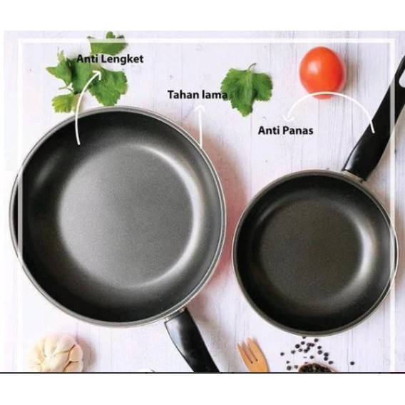 Set Wajan teflon frypan anti lengket 2pcs 2in1 fry pan 25cm dan 18cm