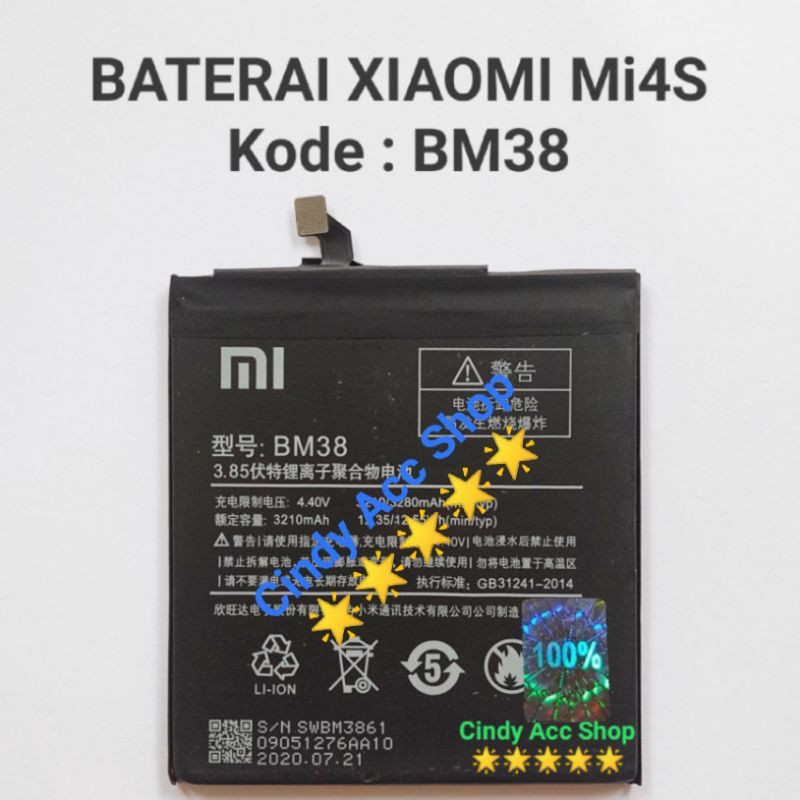 Baterai Redmi Mi4S Mi 4S BM38 Battery Batre Original