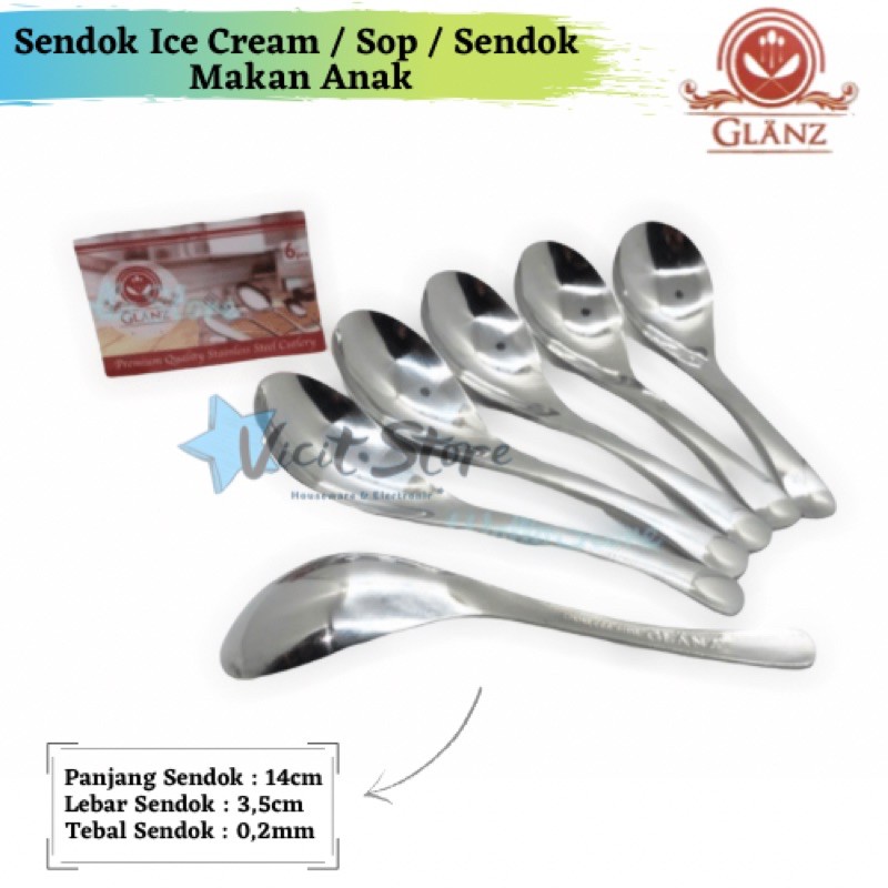 Sendok Ice Cream / Sendok Bayi / Sendok Sop Glanz (1pcs)