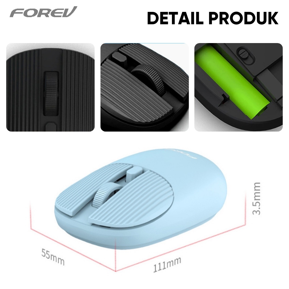 Mouse Wireless Forev FV-198 2.4G Ergonomic Gaming Up to 1600DPI Mouse Macaron