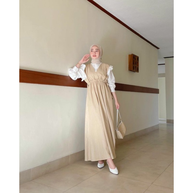 Gamis | Dress | Long dress muslim | Fashion | Pakaian muslim | Muslim wanita | Maxi | Linen | Dress linen wanita | Qeira dress | Miroir Marwah set-2