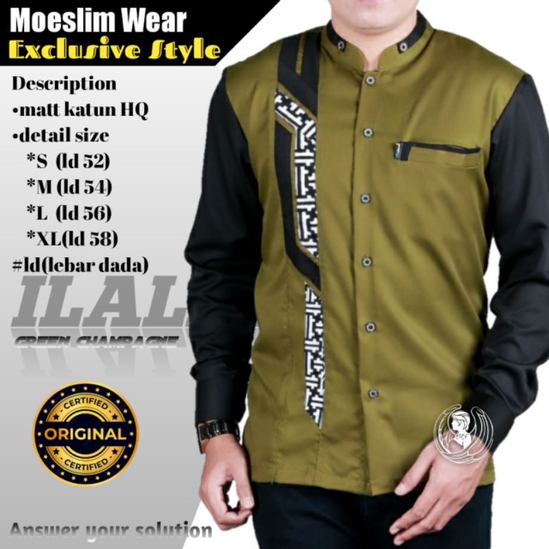 Koko hadroh pria sholeh taqwa koko kemeja sinergi hitam terbaru seragam azzahir terlaris koko elrumi