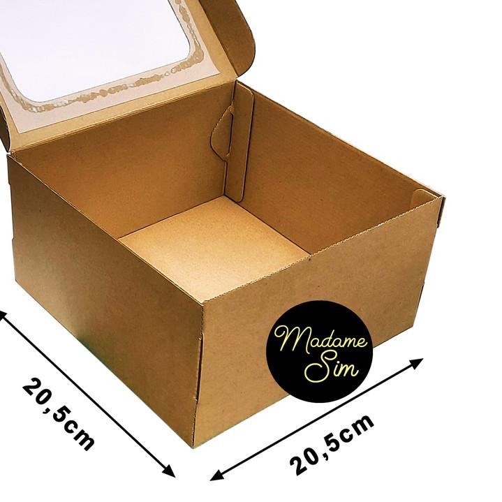 

➾ KOTAK KUE - CAKE BOX 20 x 20 x 10 CM - COKLAT + JENDELA (ISI : 10 PCS) ✦
