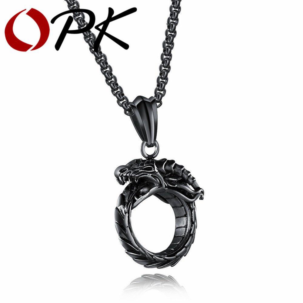 OLEVS Kalung rantai pria dengan lionting bentuk naga warna OLEVS Kalung rantai pria dengan lionting bentuk naga warna