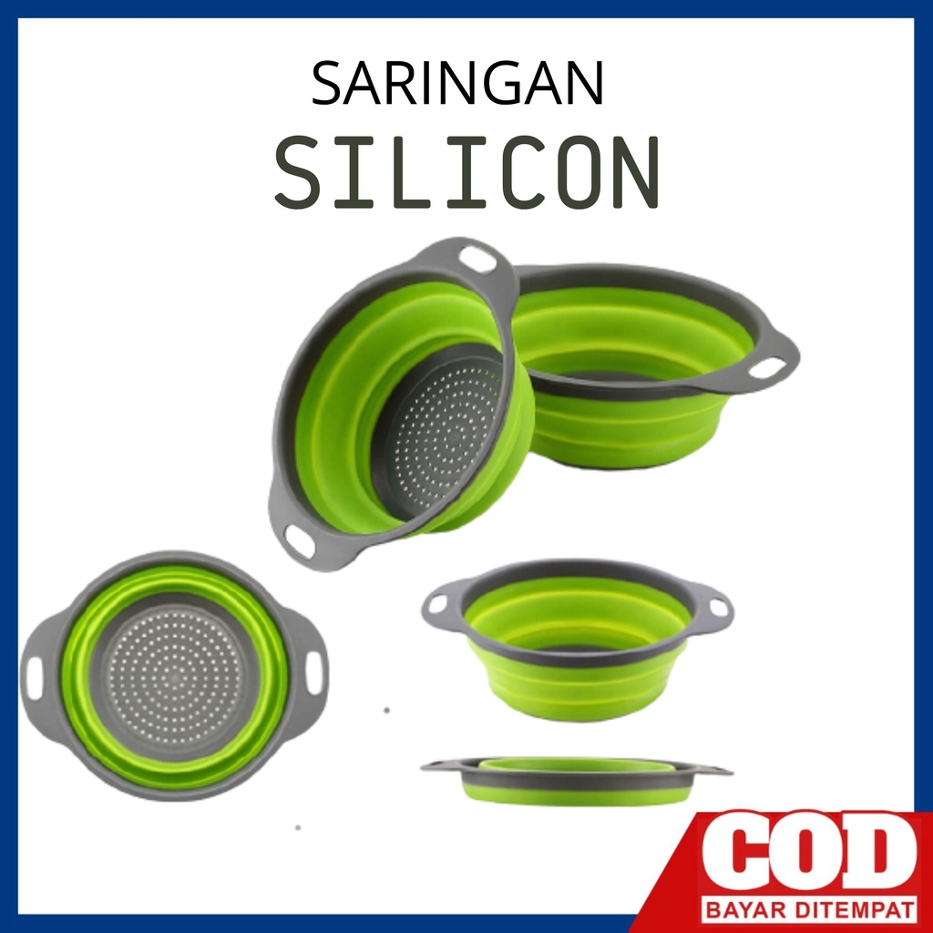 SARINGAN SILICON . Baskom Sayur - Bak Cuci Piring Lipat Extendable Keranjang Buah Tempat Sayuran